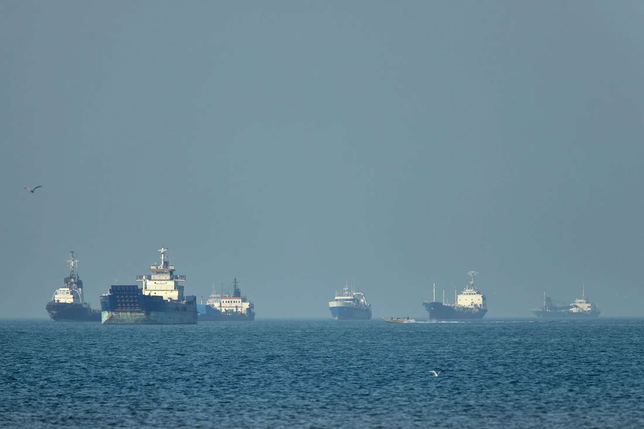 Cargo ships&nbsp;anchored offshore&nbsp;in the Strait of Hormuz off Bandar Abbas, Iran, on&nbsp;May 4.
