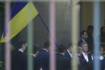 Antony Blinken, third right, visits a hospital in Kyiv, on Sept. 8.