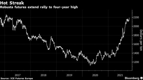 Robusta Coffee Hits 2017 High as Buyers Seek Exchange Stockpiles