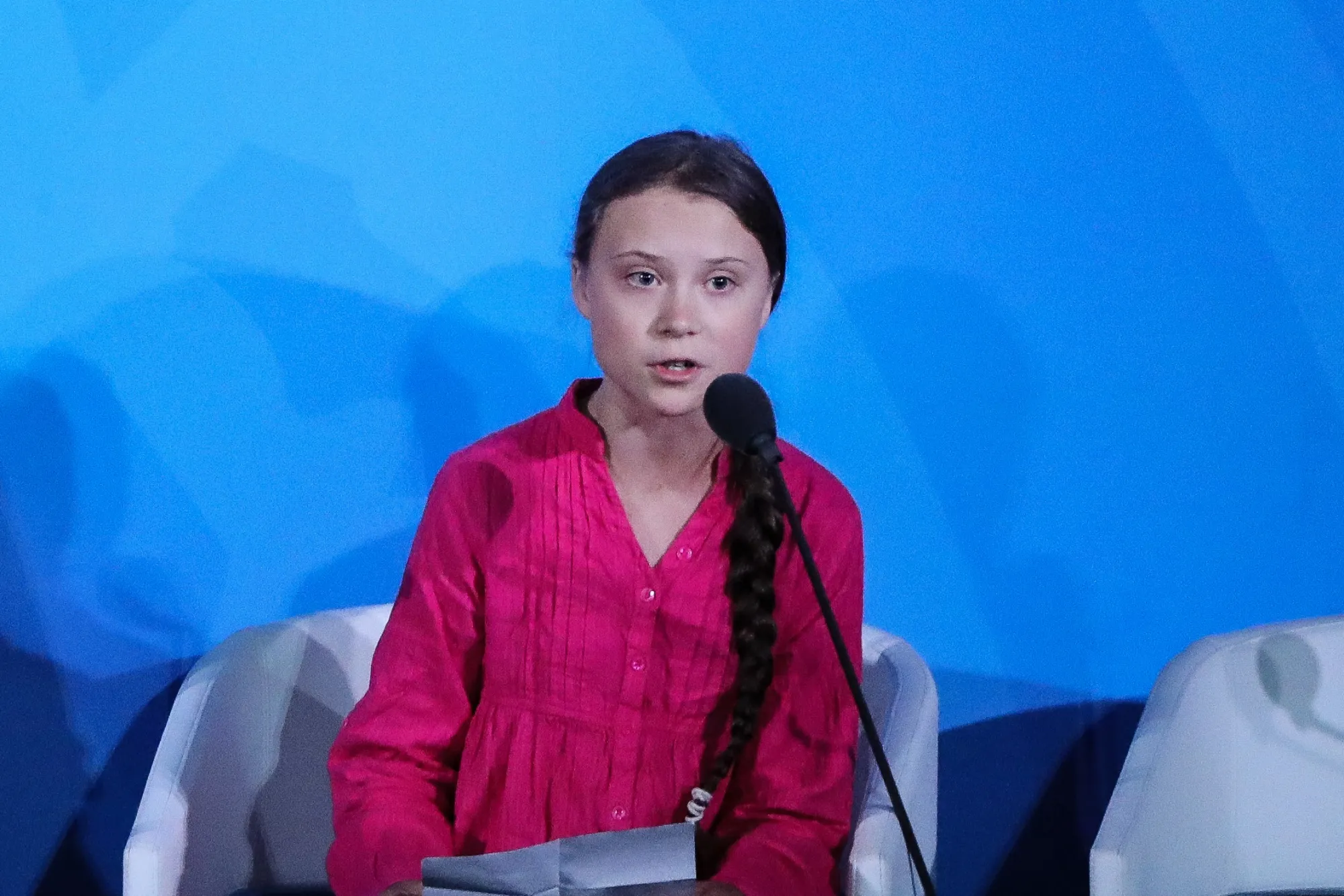 Greta Thunberg speaks during the United Nations Climate Action Summit in New York on Sept. 23, 2019.&nbsp;