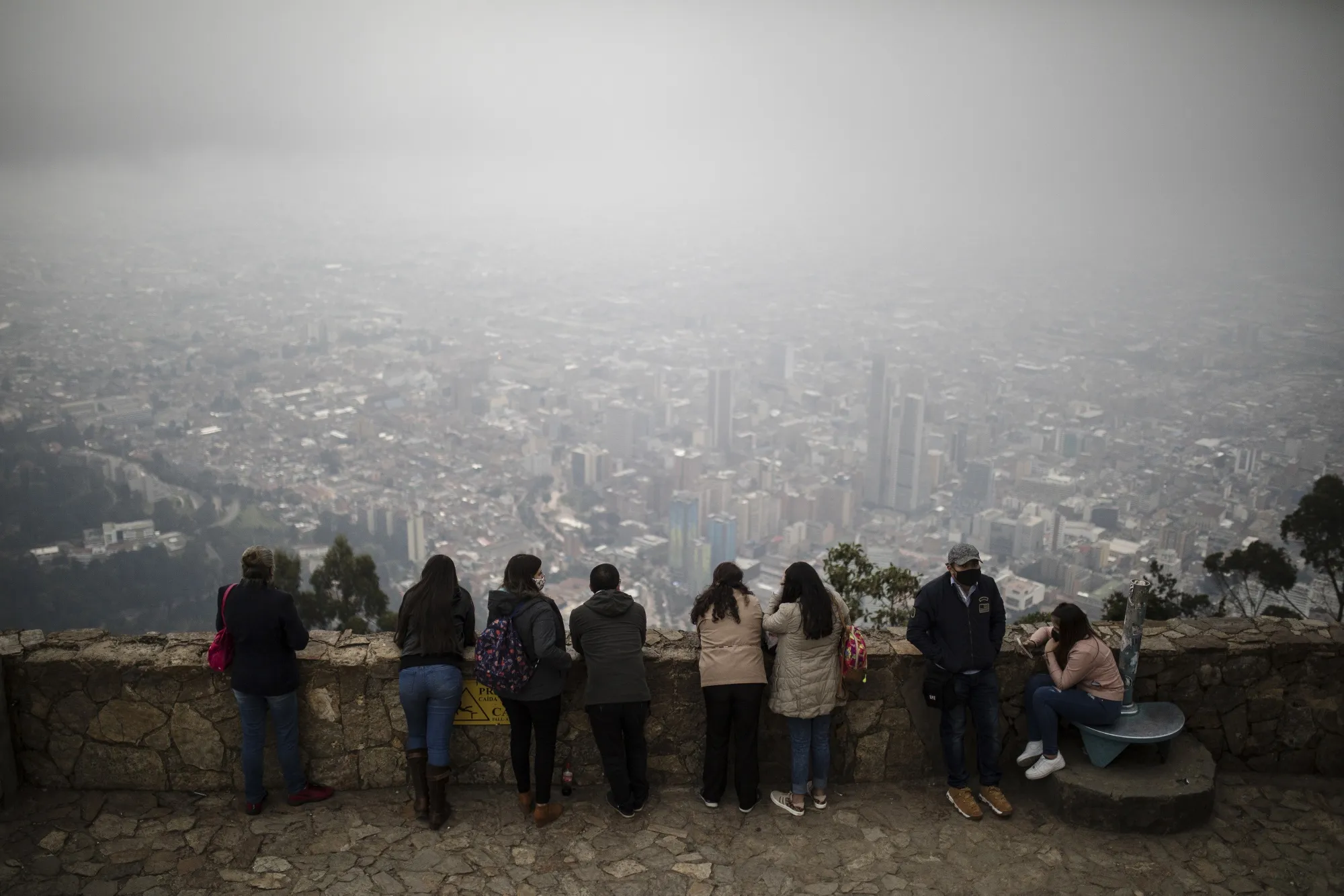 Visitors Gather For A Christmas Light Show At Mount Monserrate
