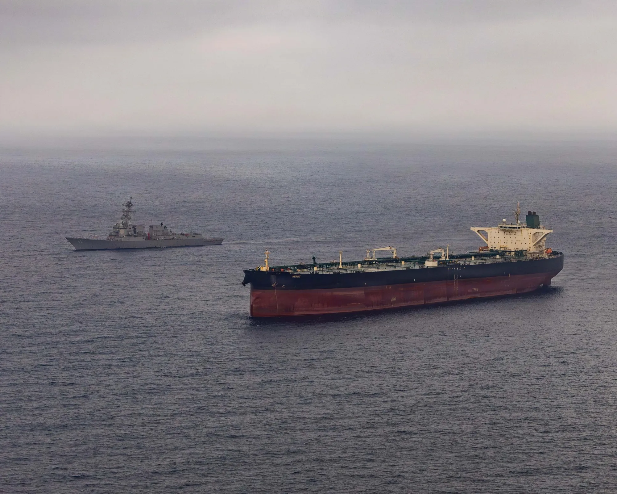 The USS Rafael Peralta&nbsp;enforces a maritime blockade against an Iranian-flagged ship attempting to sail toward an Iranian port on April 24.