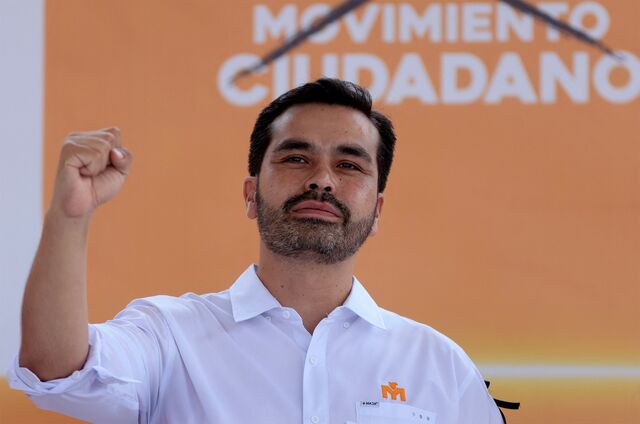 Jorge Álvarez Máynez durante un mitin de campaña, en Manzanillo, estado de Colima, el 25 de mayo.