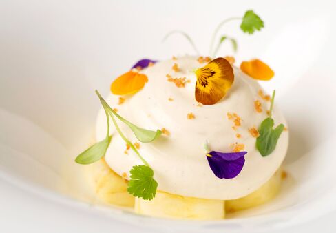 A pineapple dish by French chef Hélène Darroze, winner of the Best Female Chef award this year.