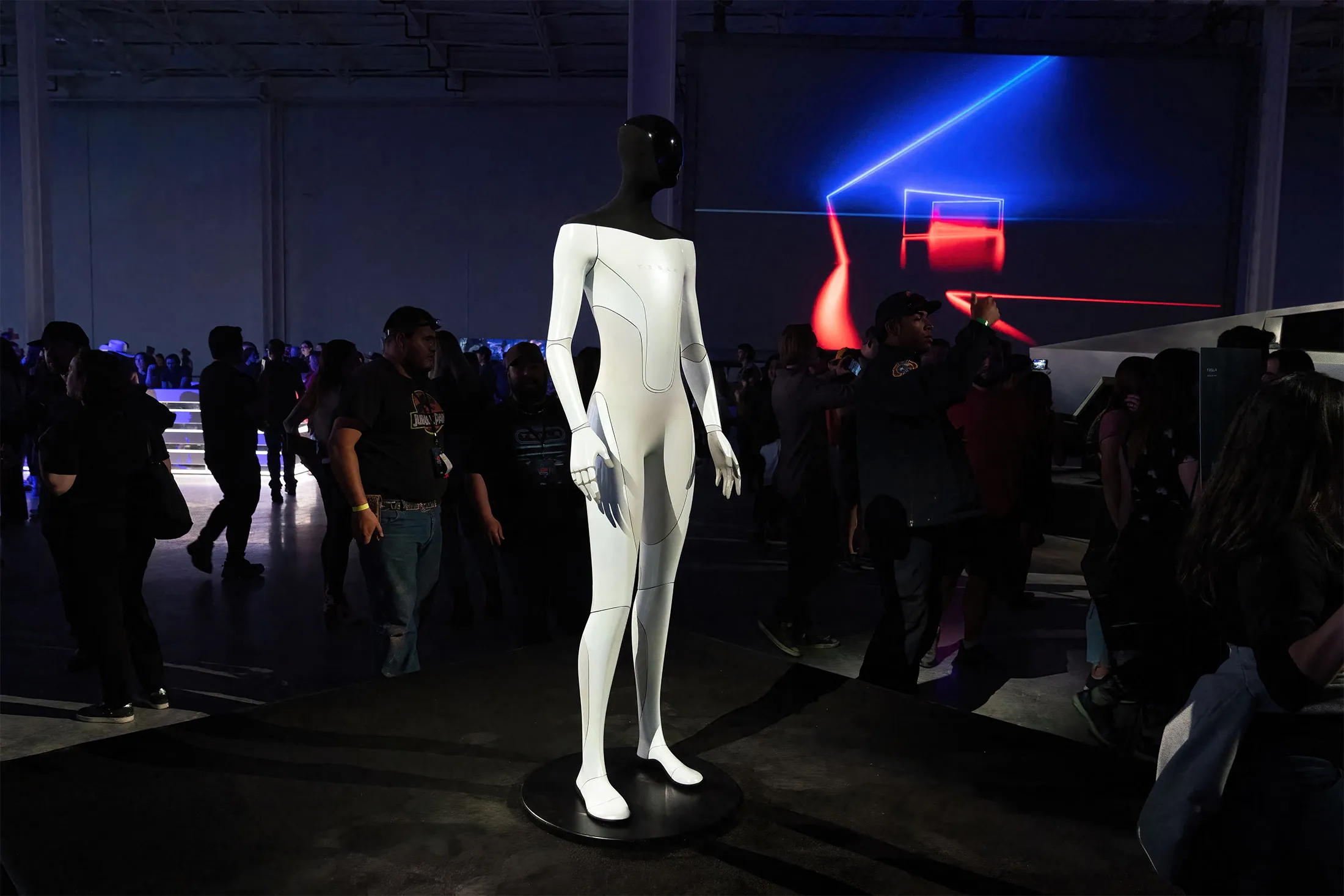 A Tesla Bot mannequin at Tesla’s Austin, Texas, factory opening party in April.