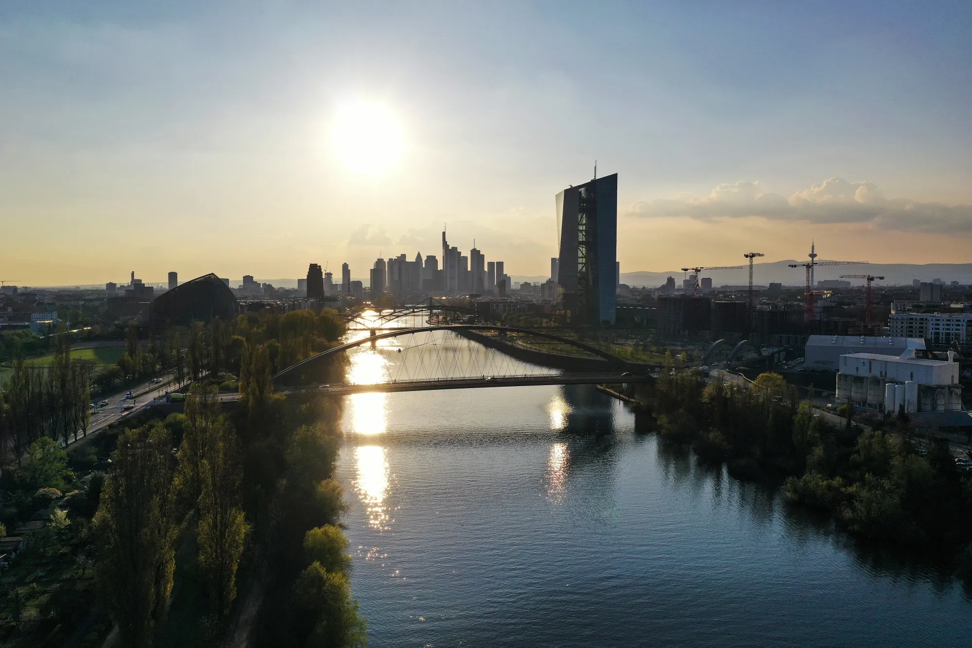 The European Central Bank headquarters in the financial district in Frankfurt.