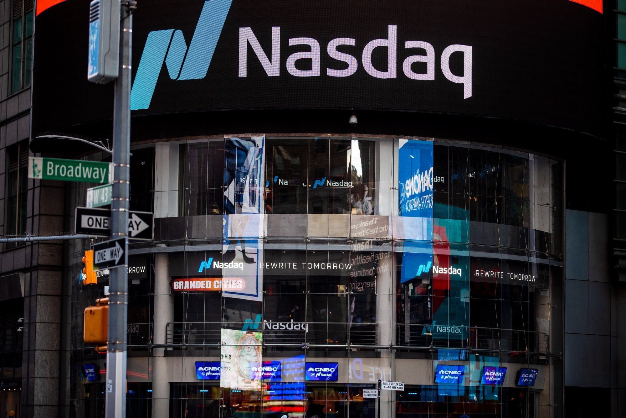 The Nasdaq Market Site in the Times Square area of New York, U.S.