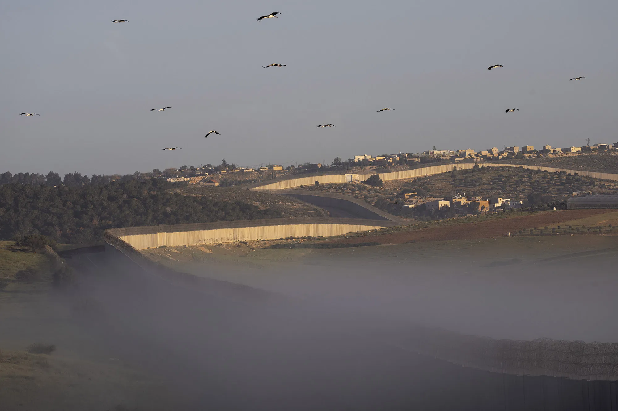 A section of Israel's separation barrier, between the Israeli Kibbutz Kramim and the West Bank village of Arab al Fureijat,, April 10.