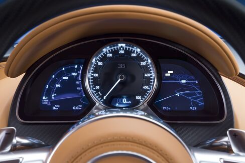 Top speed on the analog speedometer is listed at 500 km/h (311 mph), but reps say the car can go faster.