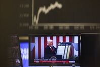 Traders At The Frankfurt Stock Exchange React To Trump Tariffs
