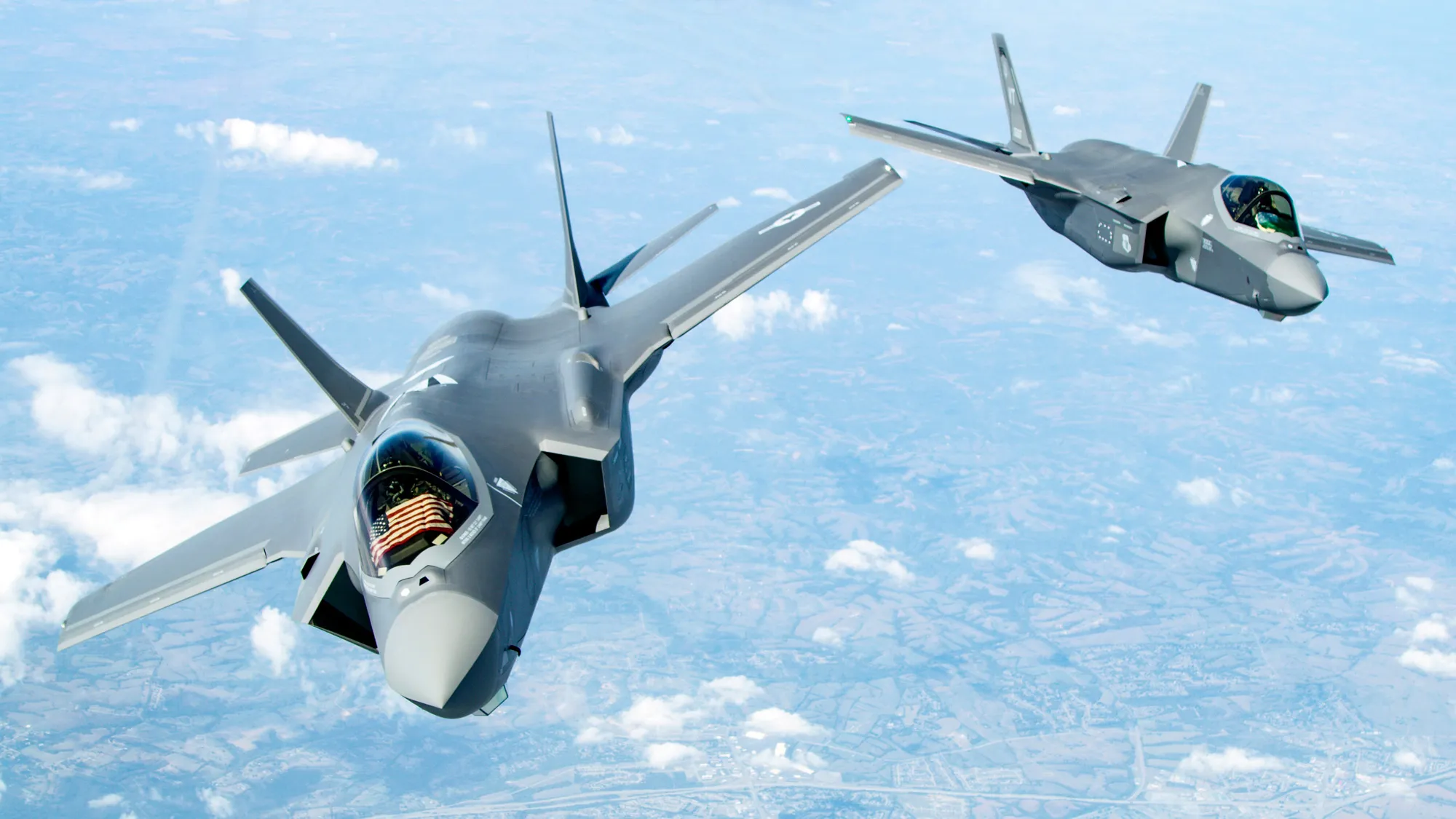 Two F-35 fighter jets.