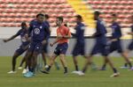 United States' players attend a training session ahead of a qualifying soccer match for the FIFA World Cup Qatar 2022, against Costa Rica, in San Jose, Costa Rica, Tuesday, March 29, 2022. (AP Photo/Moises Castillo)