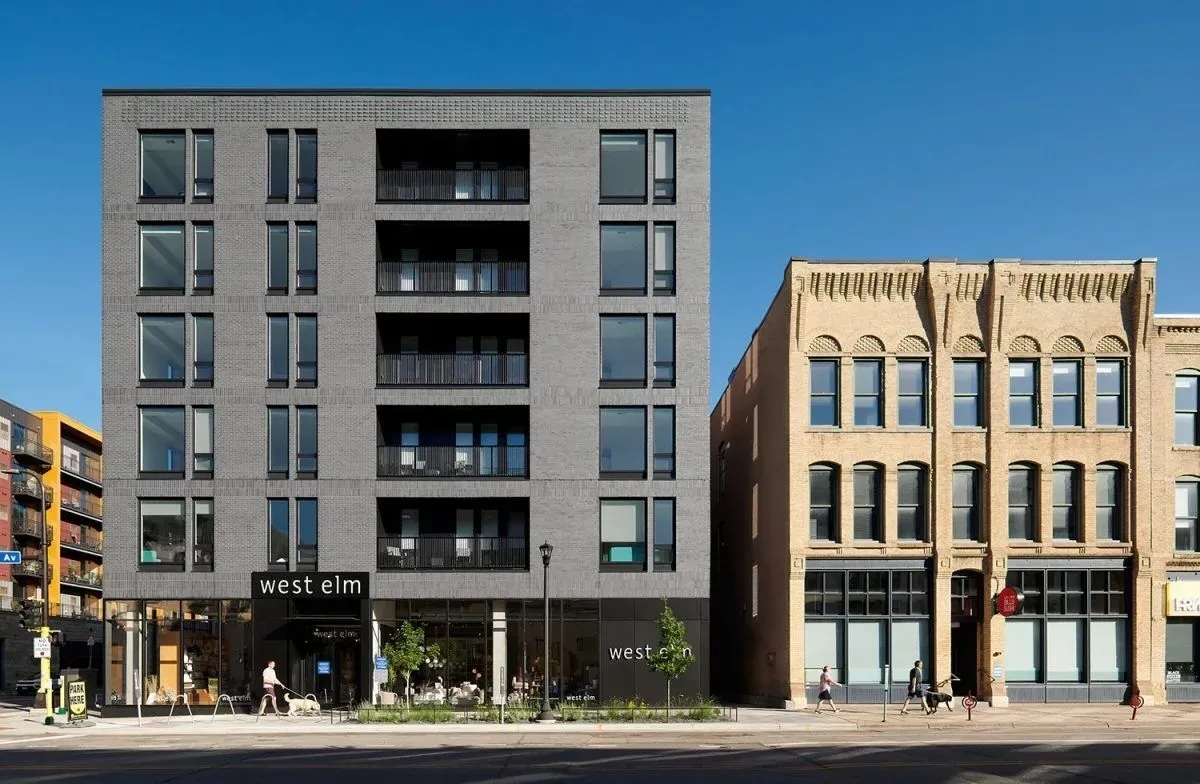 Second + Second, designed by Snow Kreilich Architects for Minneapolis, elevates the style of the typically mundane 5-over-1 apartment building format.&nbsp;