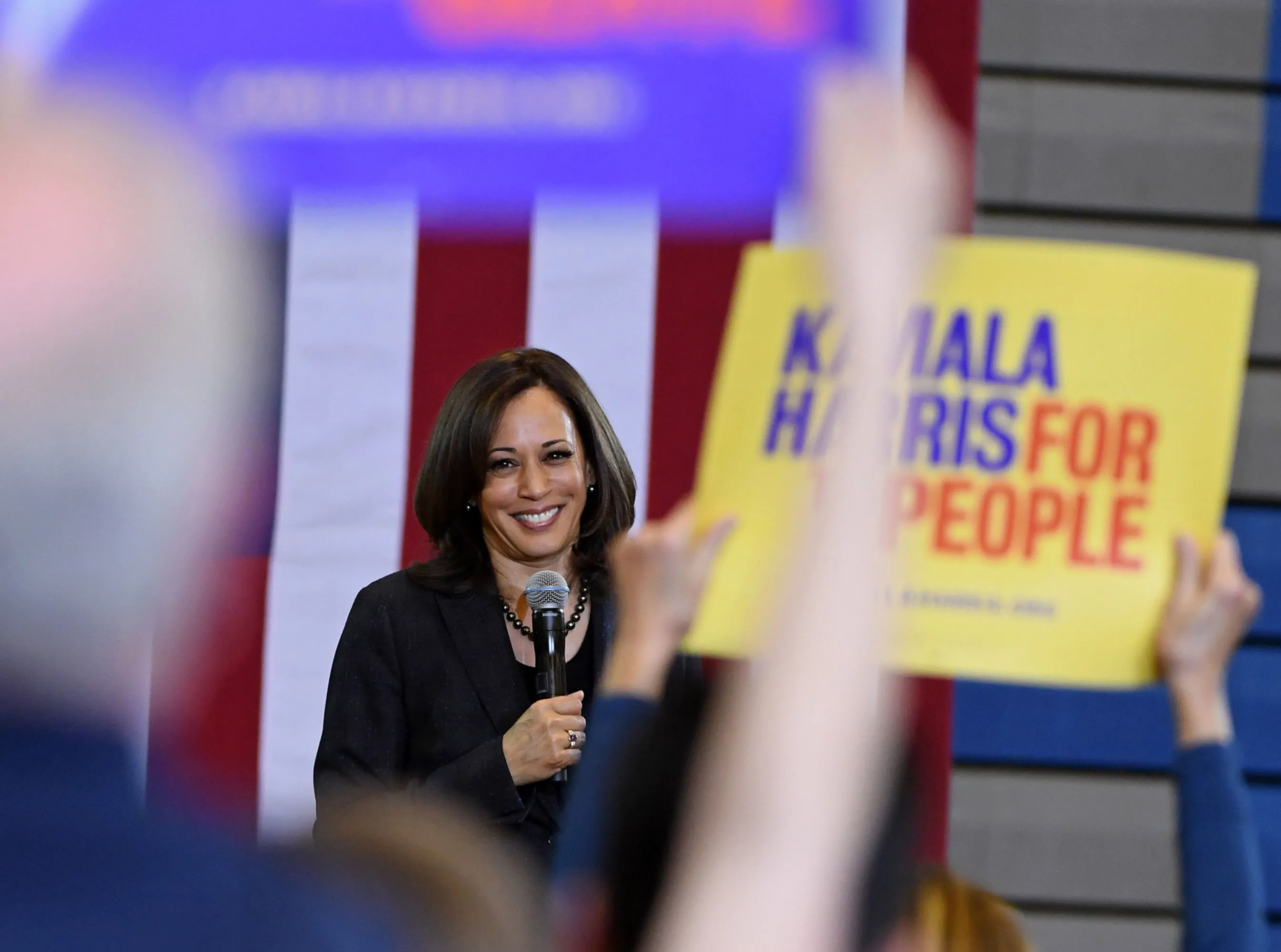 Kamala Harris during a town hall meeting at Canyon Springs High School&nbsp;in Las Vegas.&nbsp;