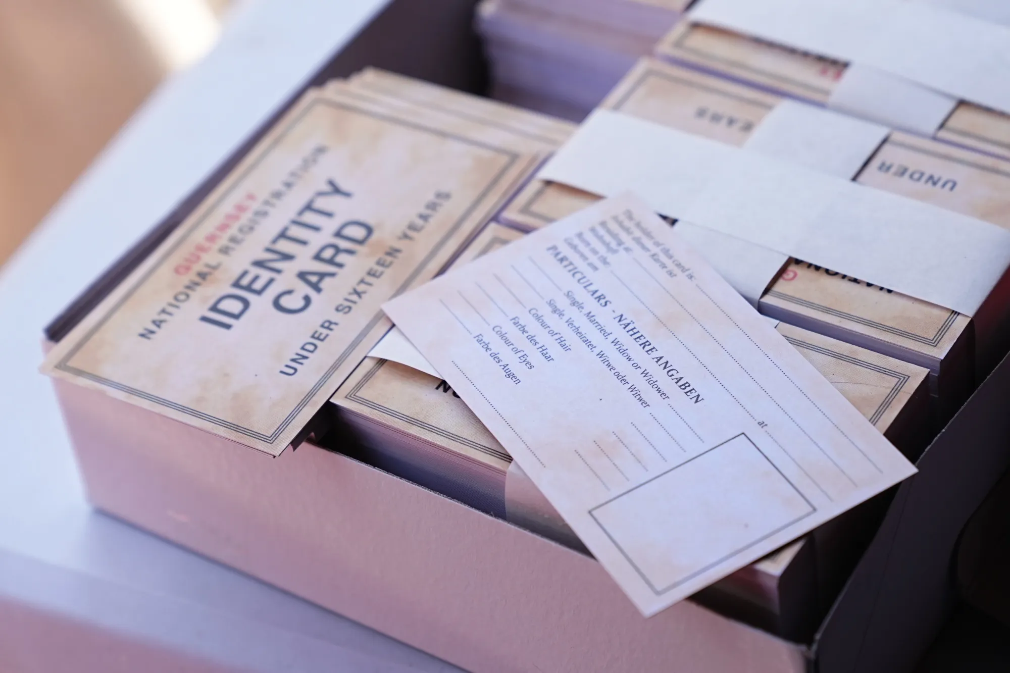 Identity cards viewed by Princess Anne&nbsp;at commemorations in Guernsey and Sark marking the 80th Anniversary of the Liberation of the Bailiwick.
