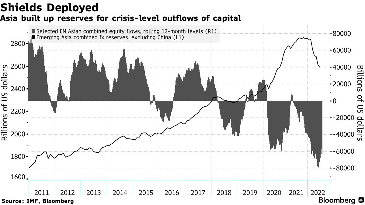 Asia built up reserves for crisis-level outflows of capital