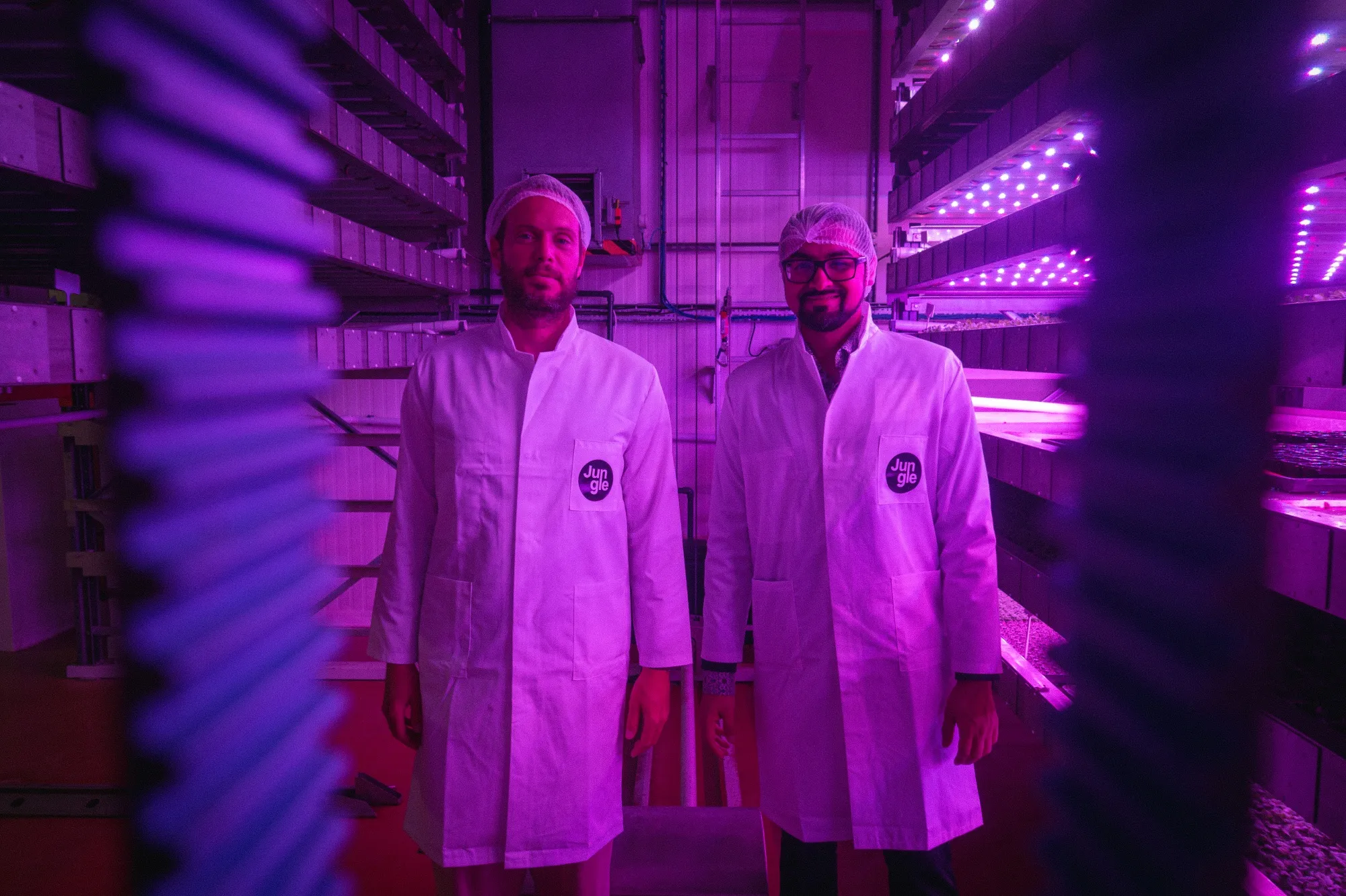 Gilles Dreyfus (left), CEO of Jungle, a Paris-based vertical farm focused on high-margin crops, with Zero host Akshat Rathi.&nbsp;