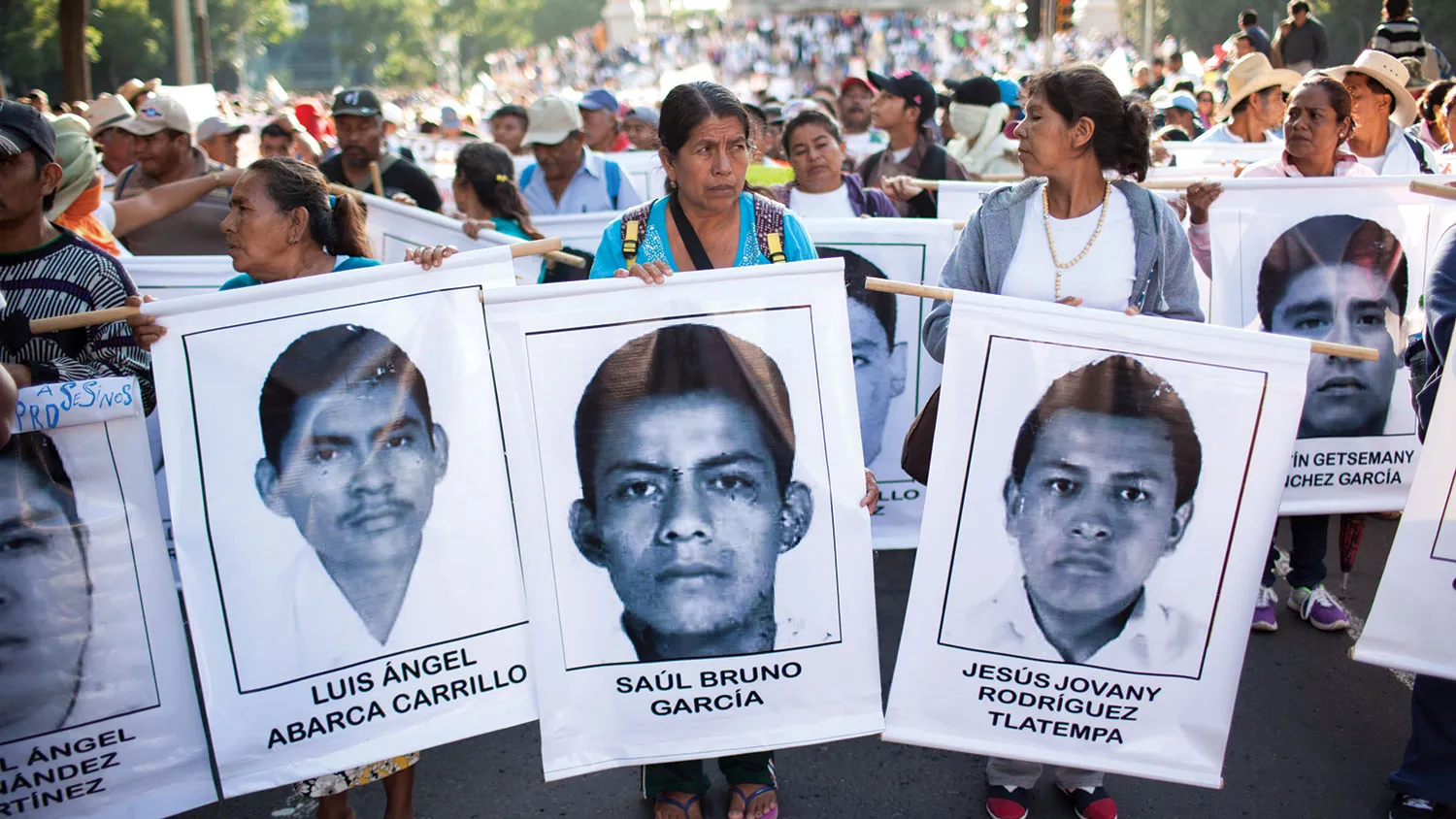 Parents of missing students lead a march through Mexico City on Oct. 23, 2014.
