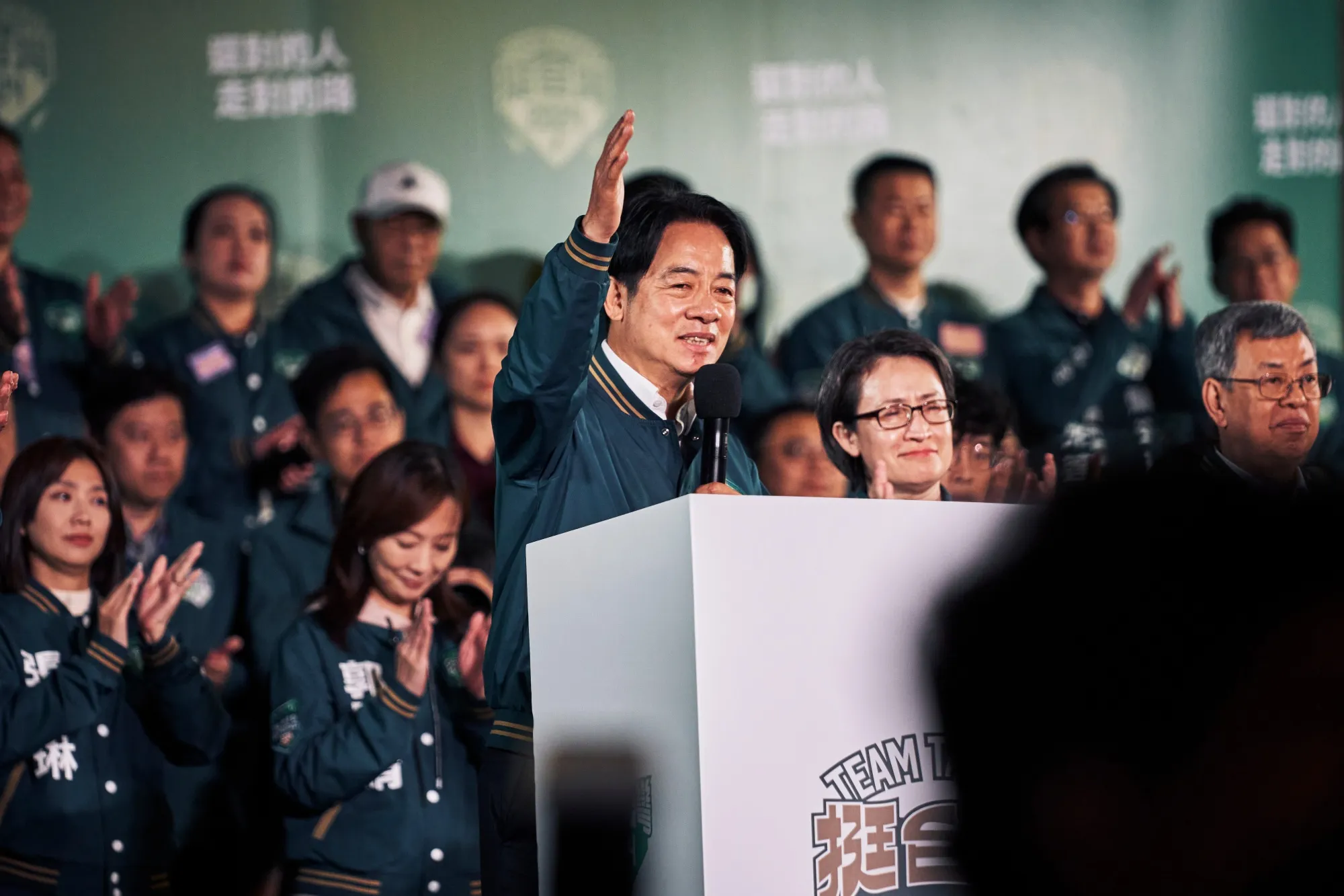 Lai Ching-te at an election night rally in Taipei on Jan. 13.