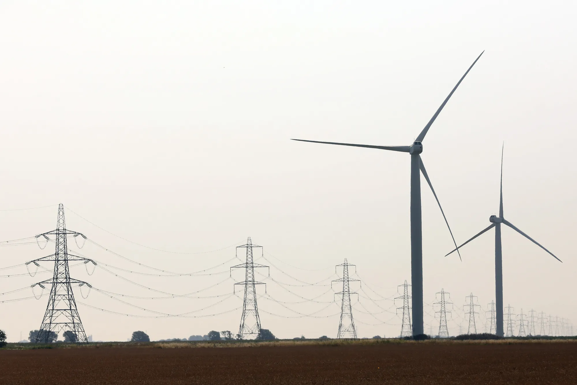 Wind turbines at the Little Cheyne wind farm near Camber, UK.