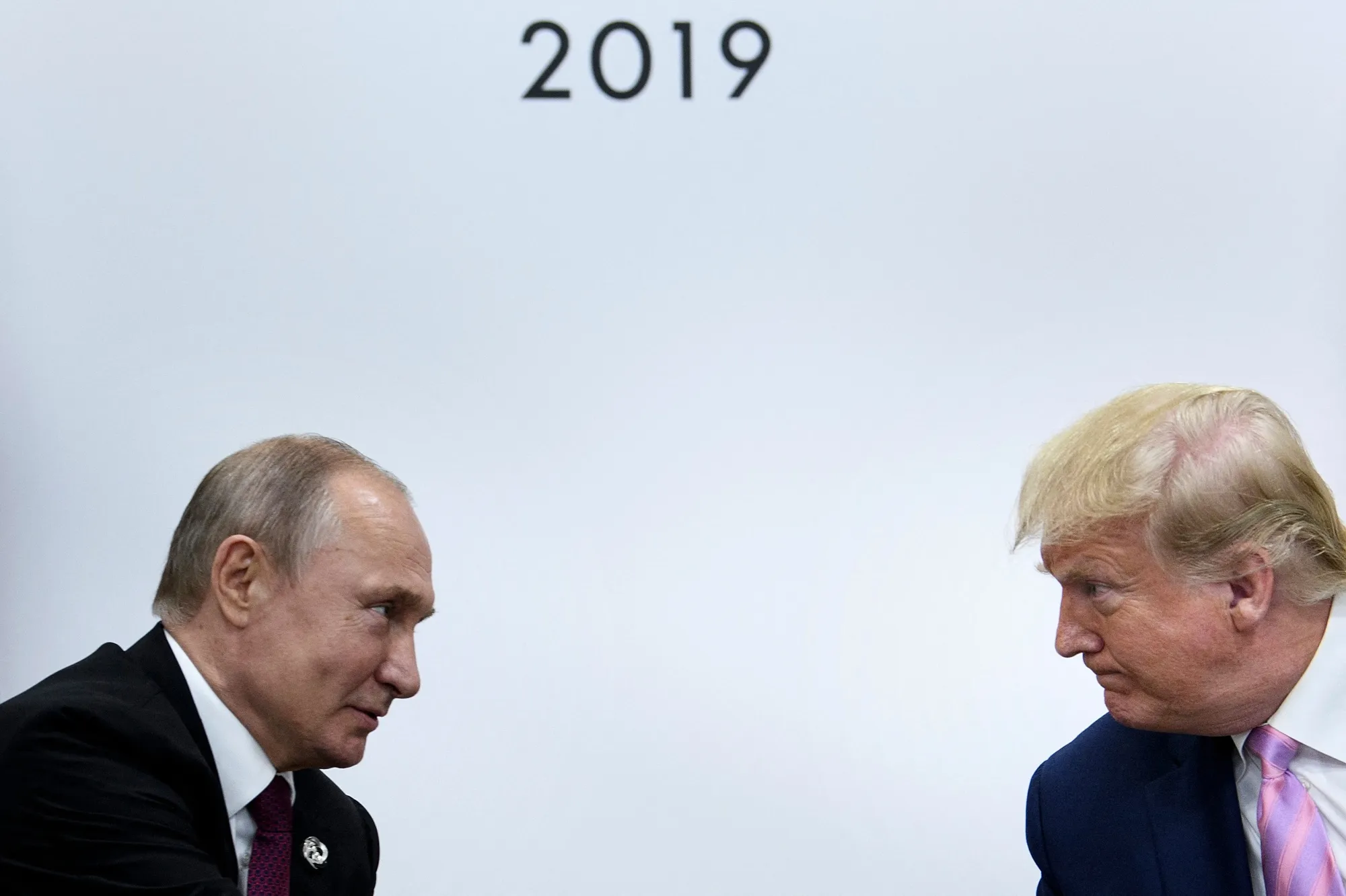 Vladimir Putin and Donald Trump during the G20 summit in Osaka, 2019.