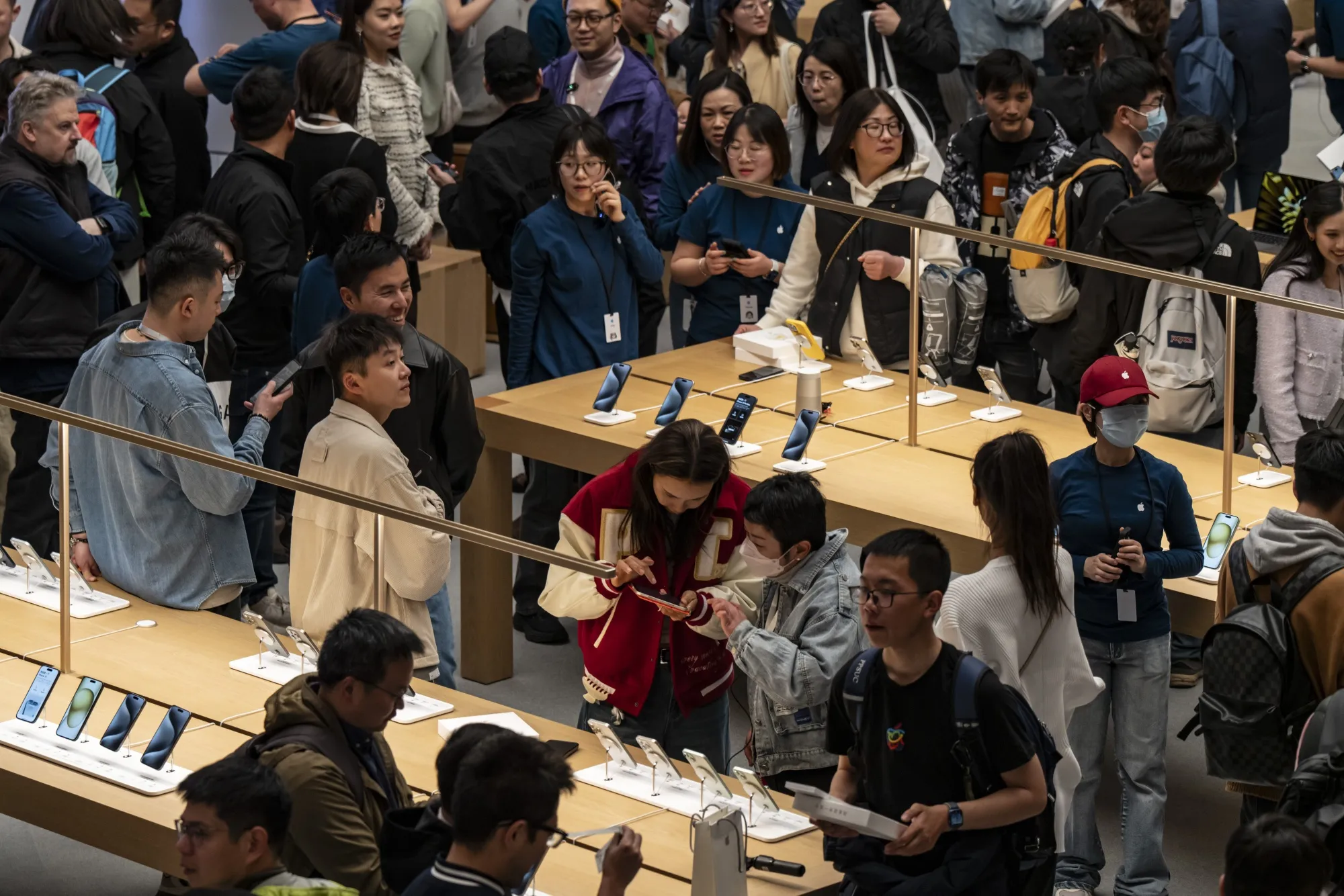 The opening of the new Apple Inc. Jingan store in Shanghai, in March.