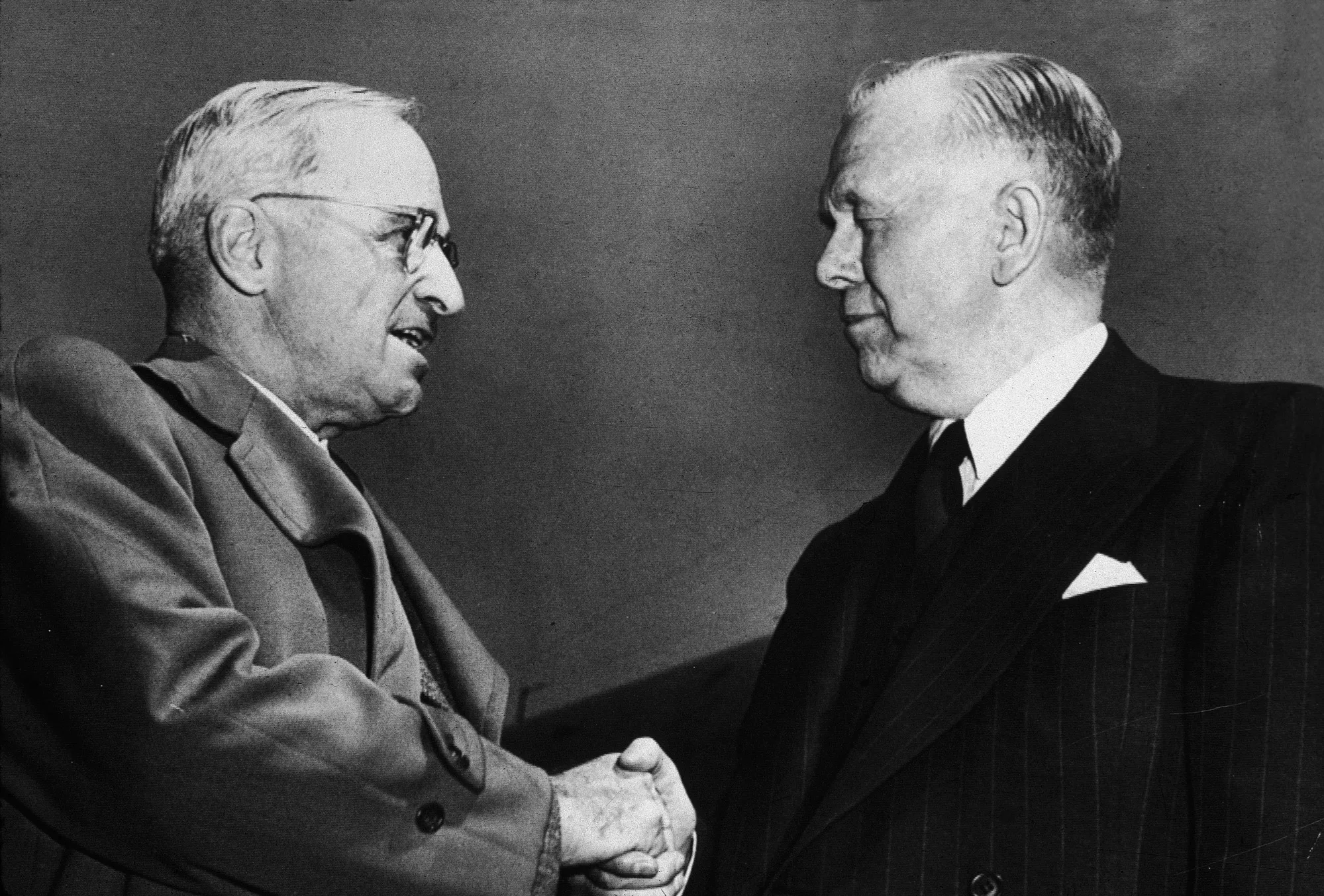 President Harry Truman and Secretary of State George Marshall in 1947.