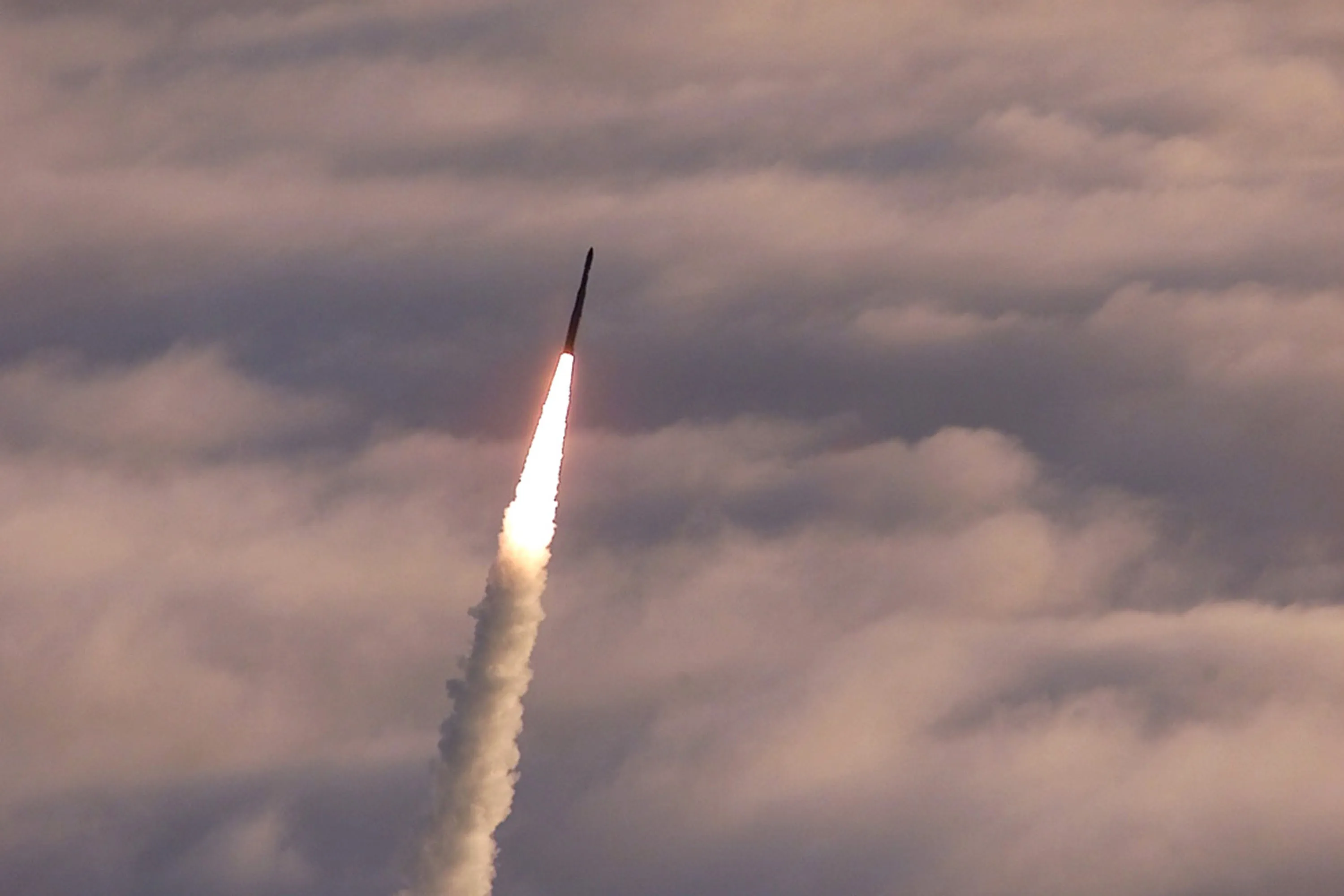 An unarmed Minuteman II intercontinental ballistic missile launches from Vandenberg Air Force Base, California, during a test in 2002.