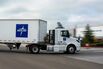 A Medline truck enters the company's warehouse in Tracy, California.