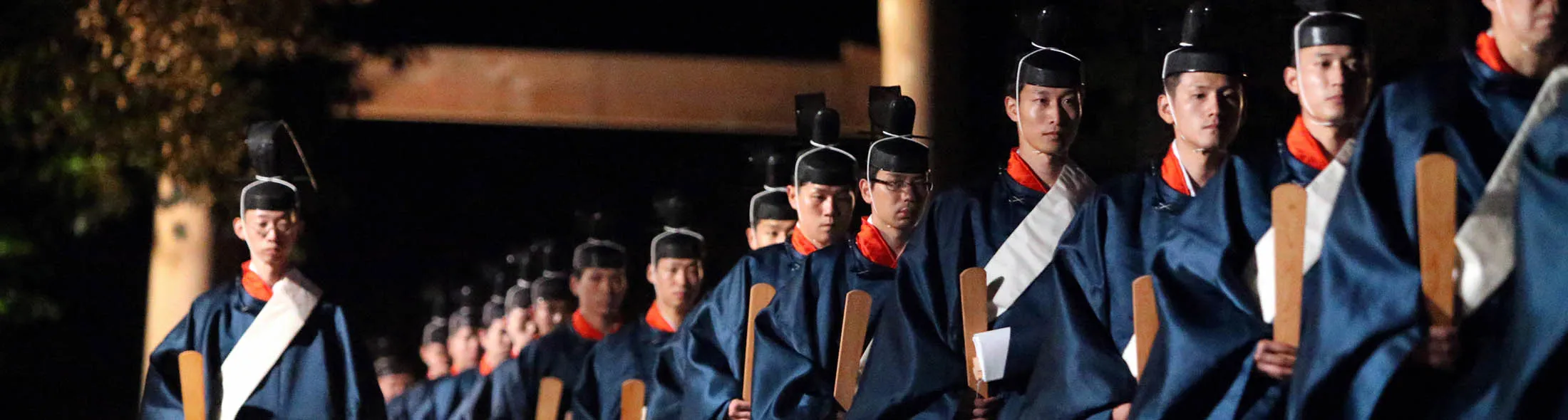 Priests participate in the 'Sengyo no Gi' at Ise Jingu Shrine.
