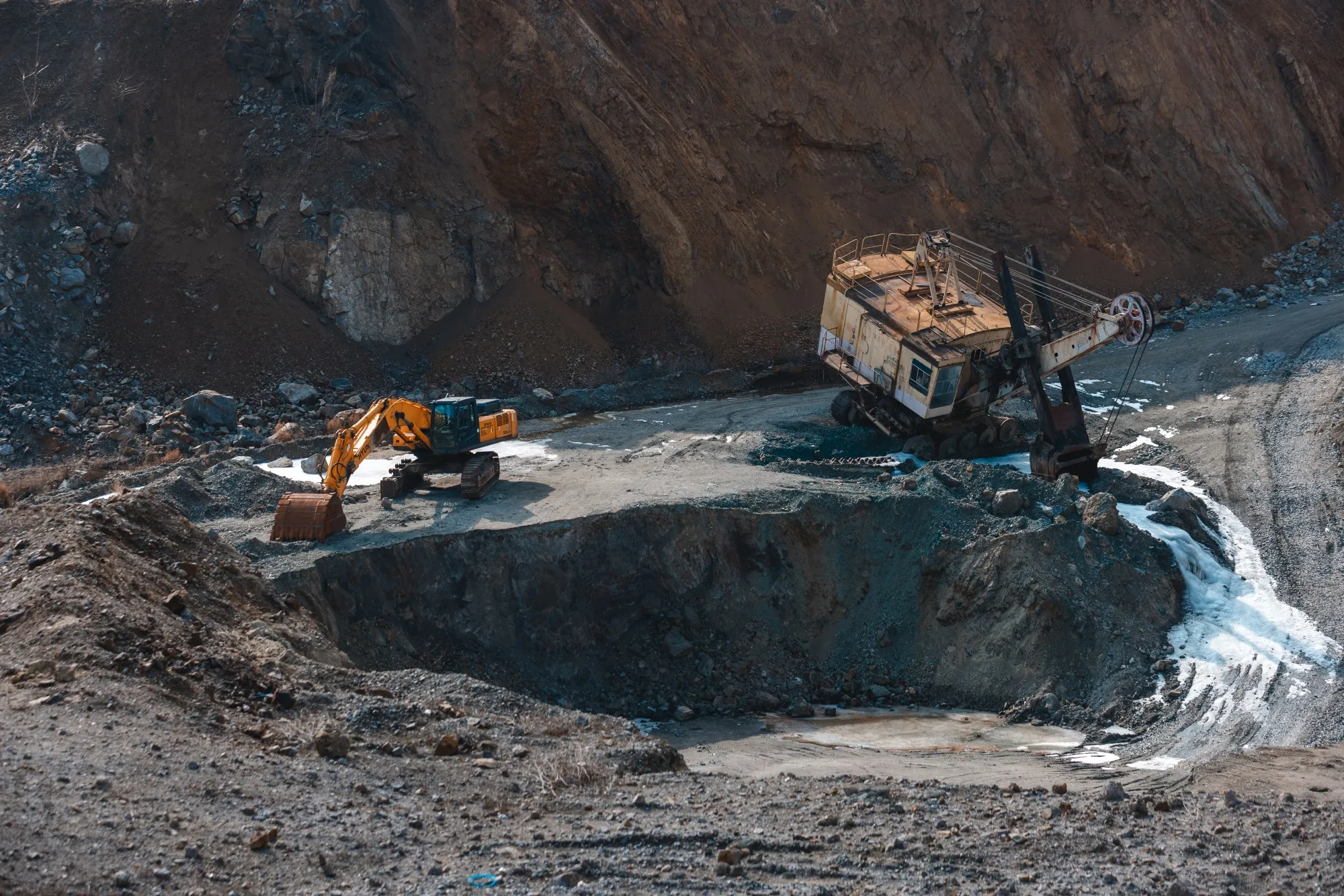 Excavators at a graphite mine in the Kirovohrad region, Zavallya, Ukraine.