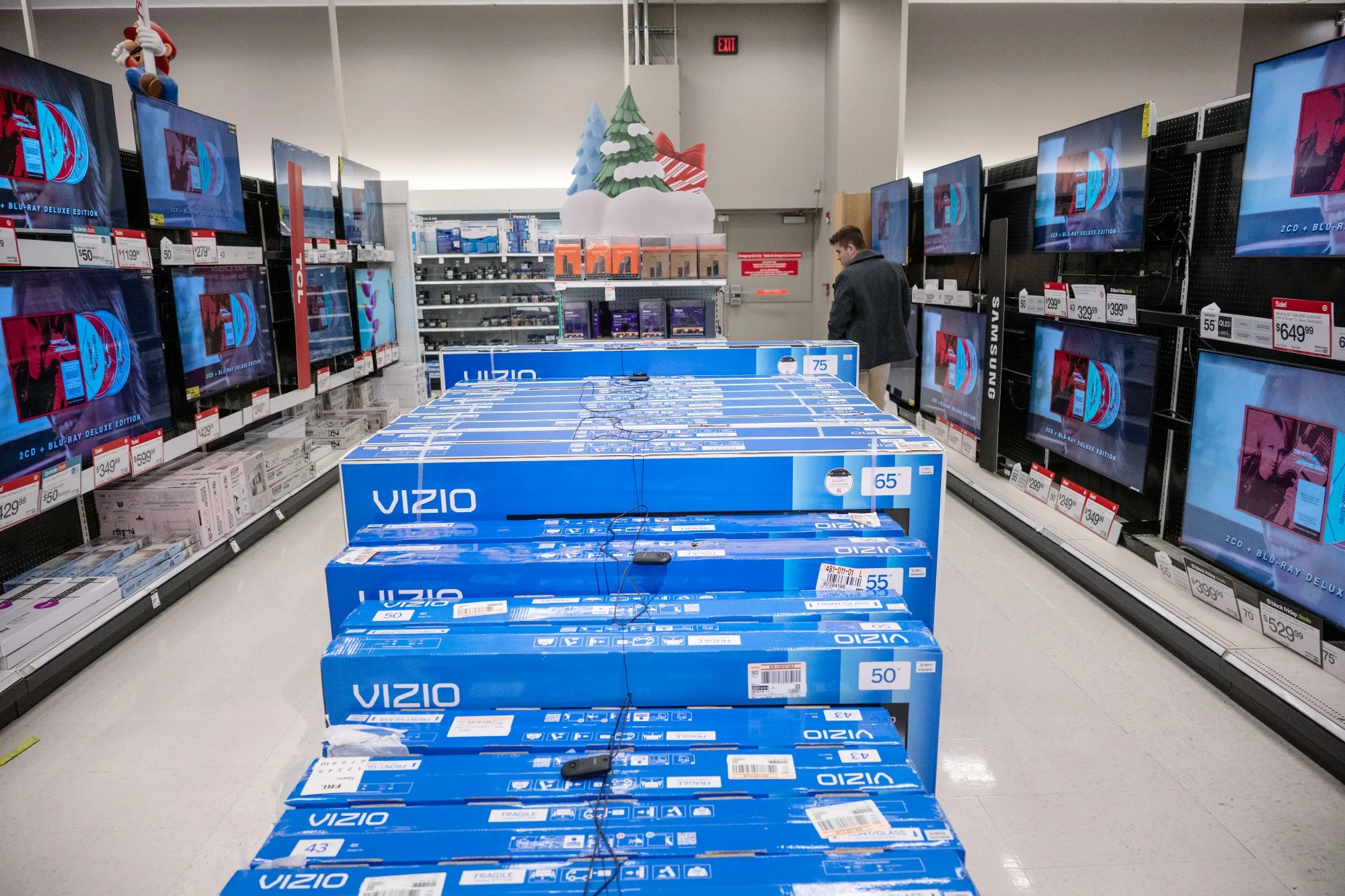 Vizio televisions at a store ahead of Black Friday in Clifton, New Jersey.