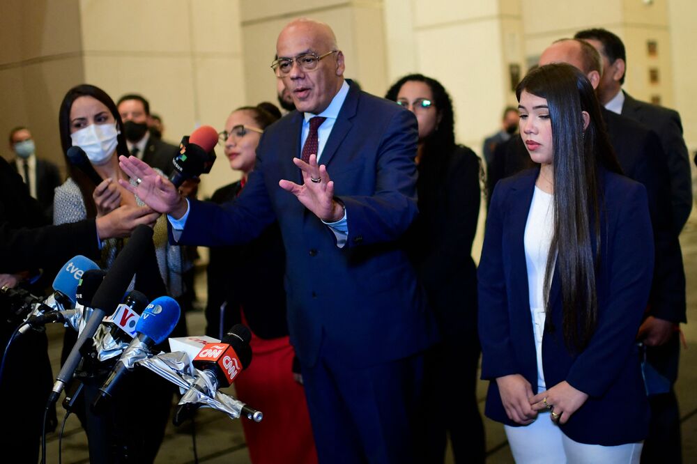 Jorge Rodriguez during negotiations in Mexico City in September.