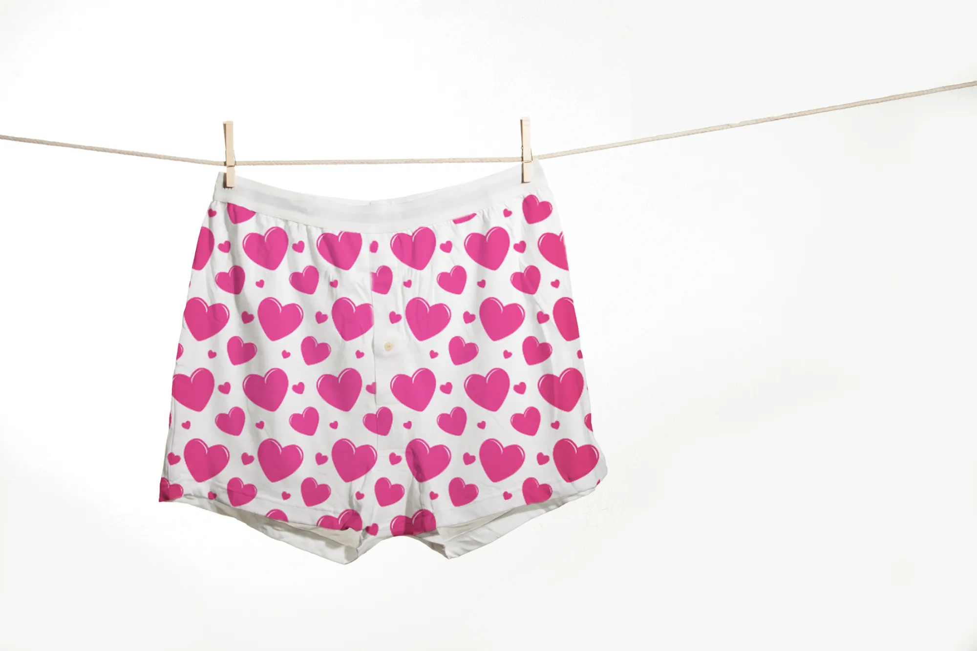 valentines underwear drying on clothes line
