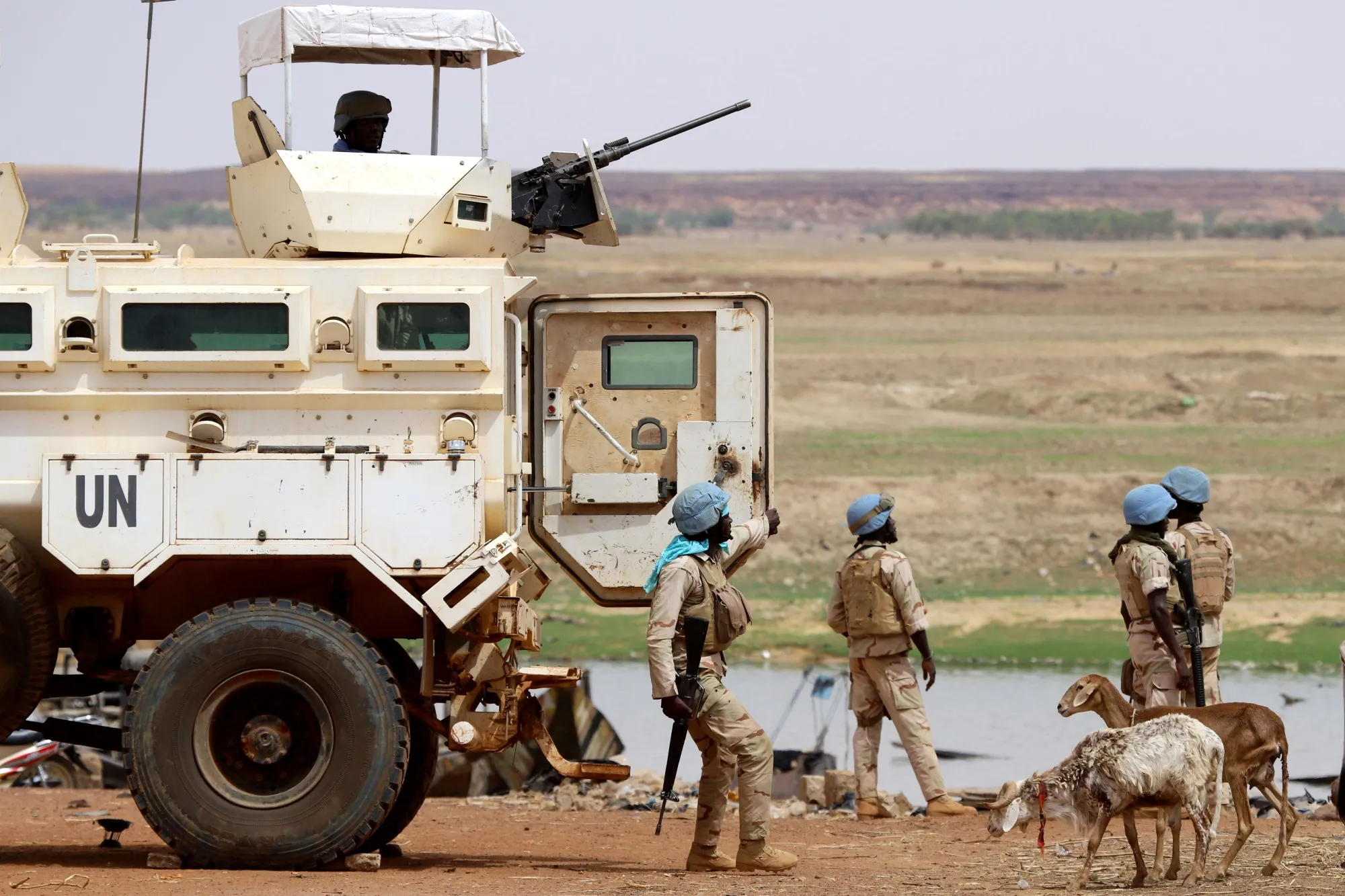 UN peacekeeping forces patrol in Gao, Mali.&nbsp;