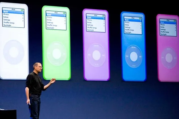 Steve Jobs introduces the iPod Nano on Sept. 7, 2005
