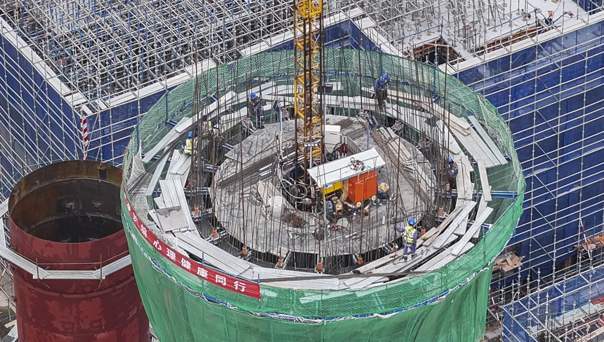 Construction site of coal-fired cogeneration, or combined heat and power (CHP), plant in Jiangsu province.