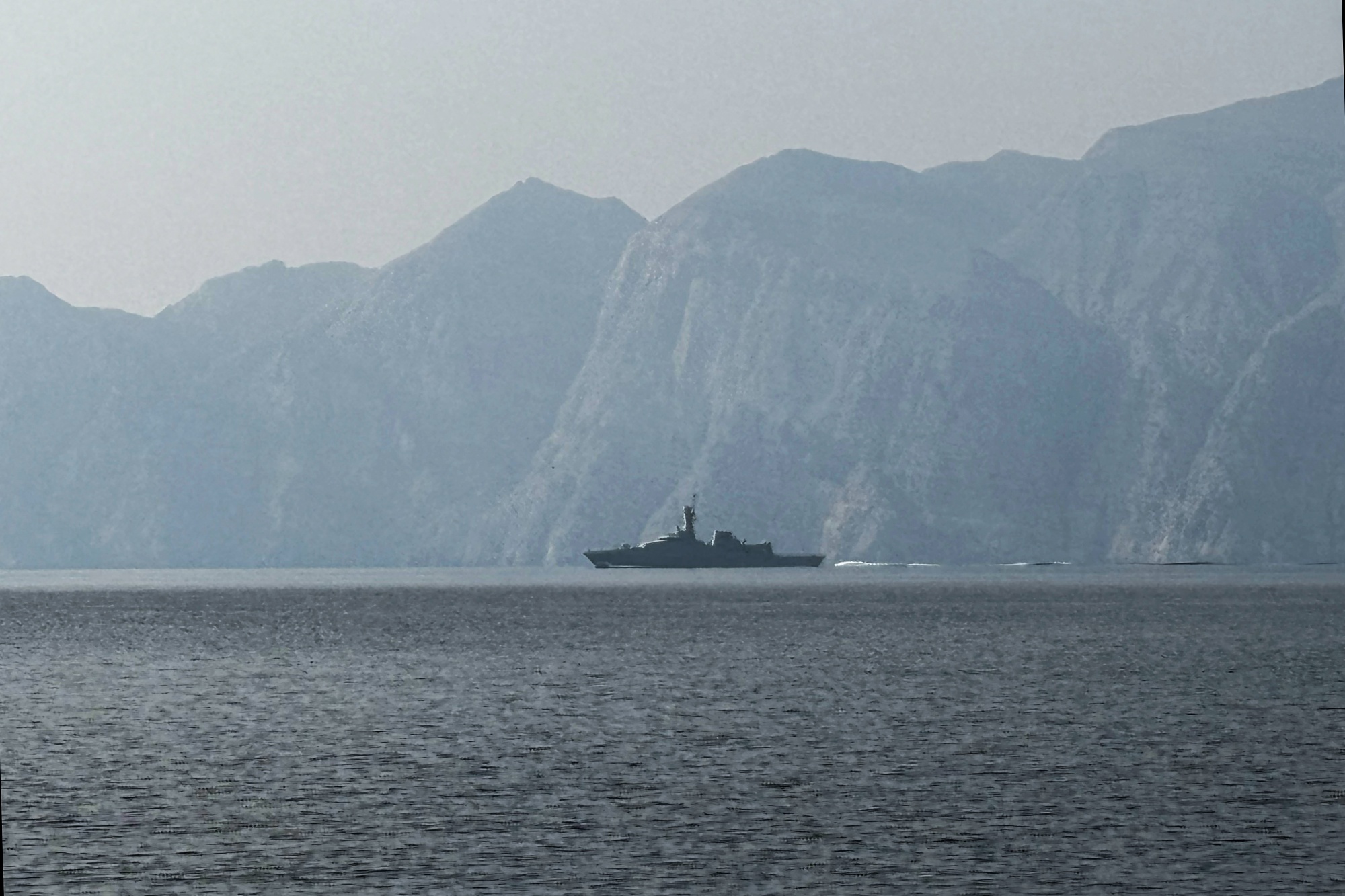 A naval vessel in the Strait of Hormuz.