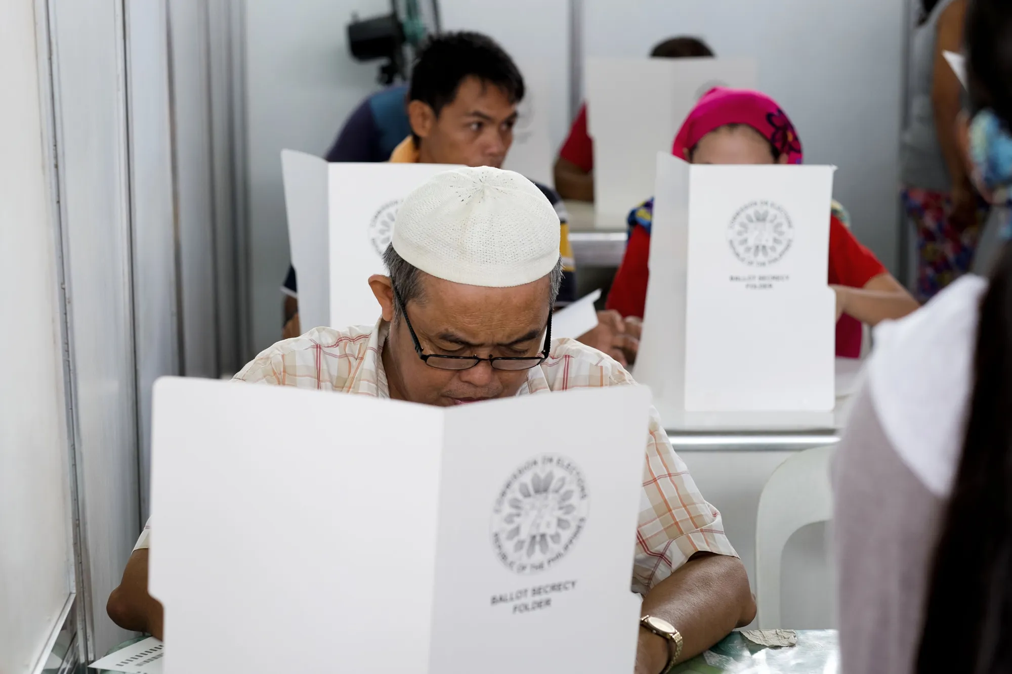 Davao Mayor Rodrigo Duterte Votes As Filipinos Head To The Polls For Presidential Election 