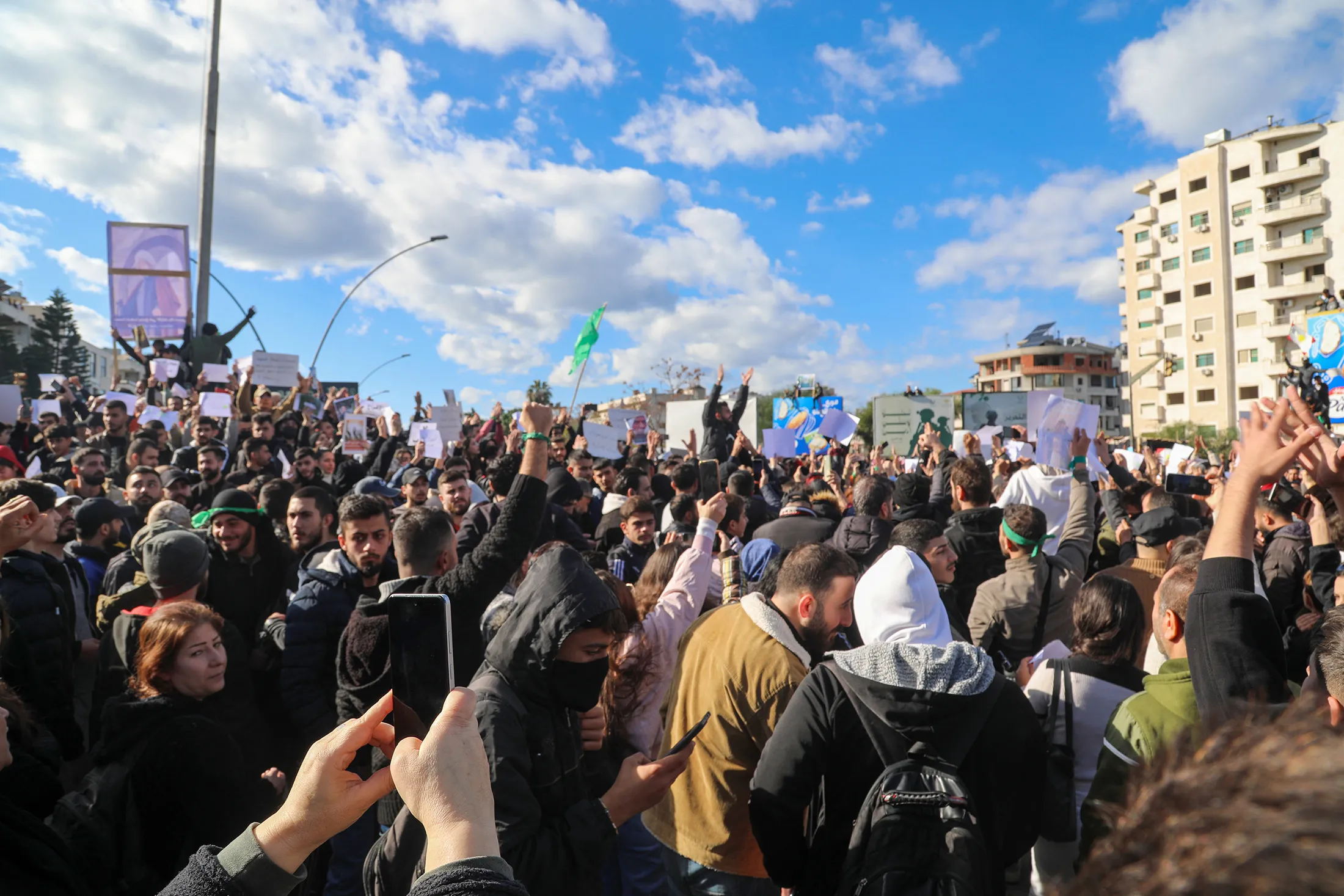 Demonstrators calling for federalism protest in Latakia, Syria on Dec. 28.