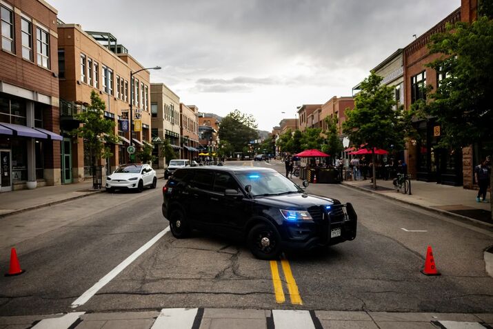 Police cordon off Pearl Street following an incident in Boulder on June 1.