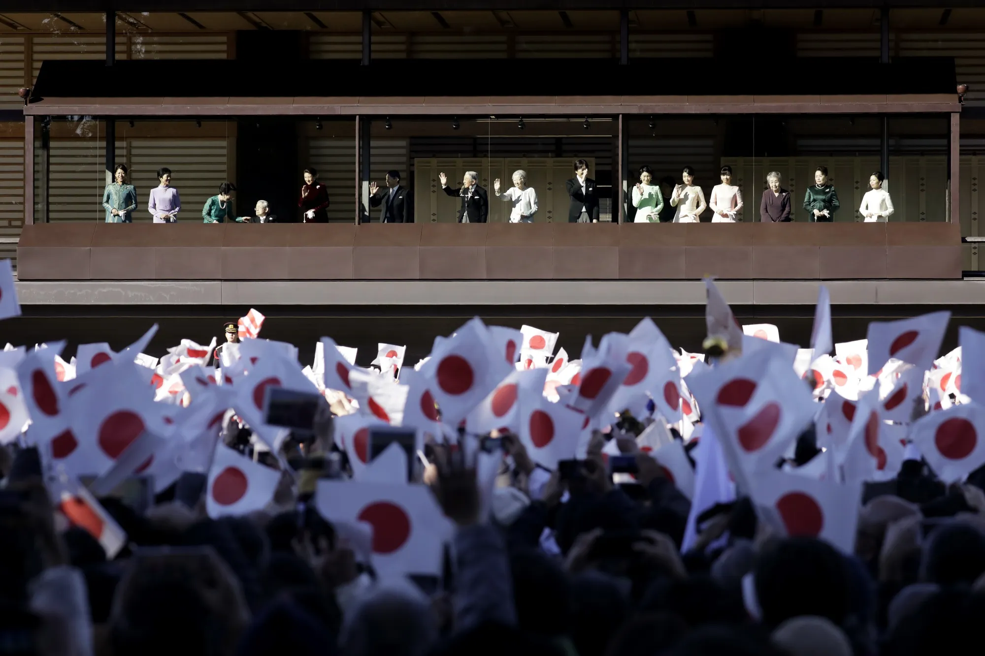 Members of the Imperial family at the Imperial Palace in Tokyo on Dec. 23.