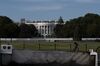 A security barricade in front of the White House in Washington, D.C.