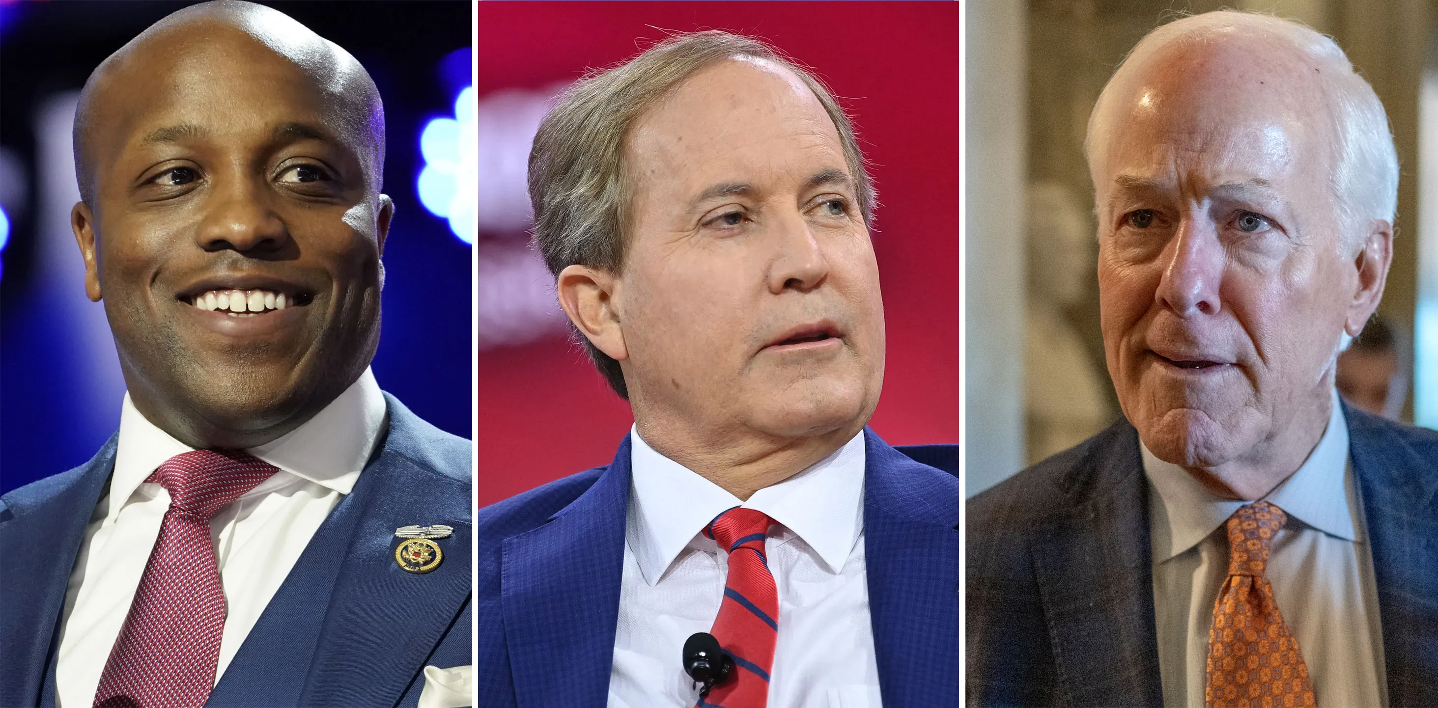 Wesley Hunt, from left, Ken Paxton and John Cornyn