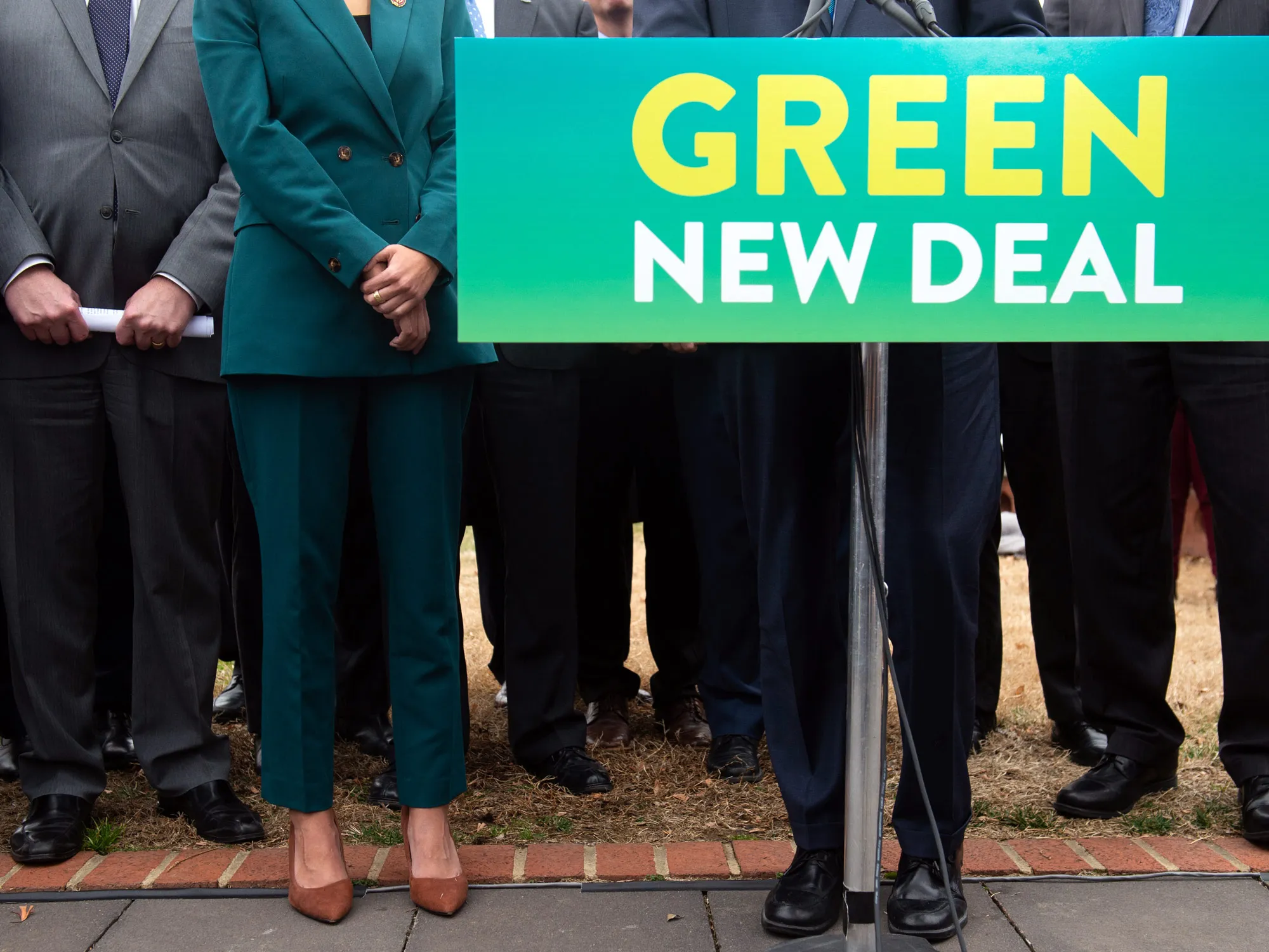 Alexandria Ocasio-Cortez&nbsp;announces the Green New Deal in February.