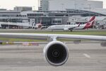 Qantas Airways Ltd. aircraft on the tarmac at Sydney Airport in Sydney, Australia.