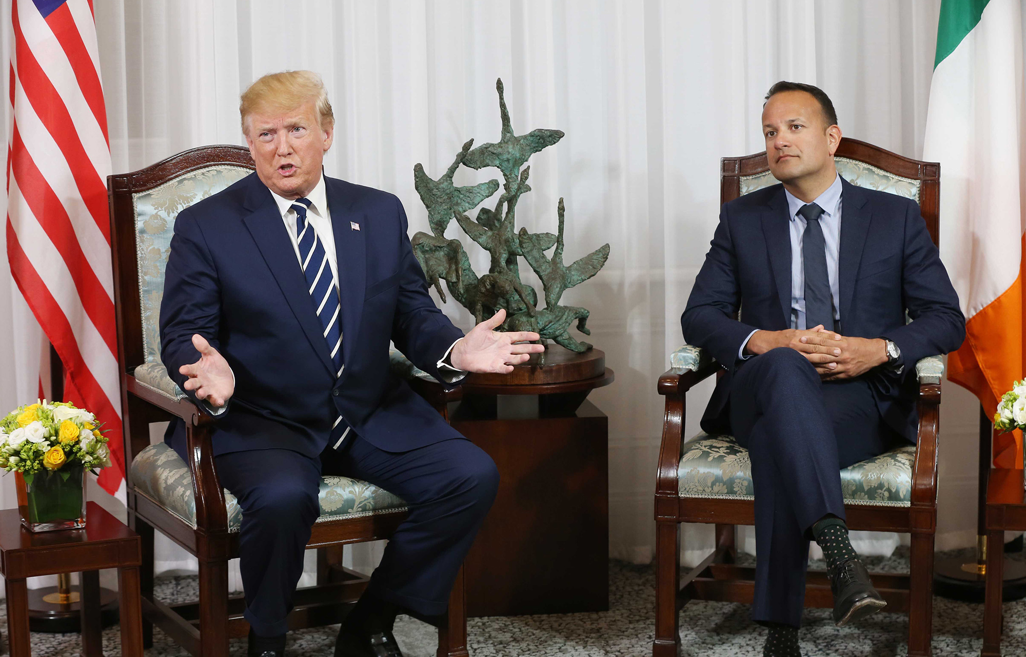 Donald Trump during a&nbsp;meeting with&nbsp;Leo Varadkar at Shannon airport in Shannon, Ireland&nbsp;on June 5, 2019.