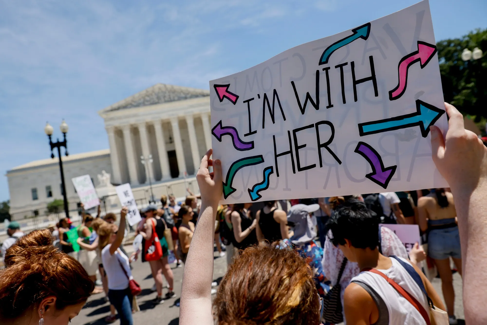 Abortion rights demonstrators during a&nbsp;rally outside the US Supreme Court in Washington, on July 4.