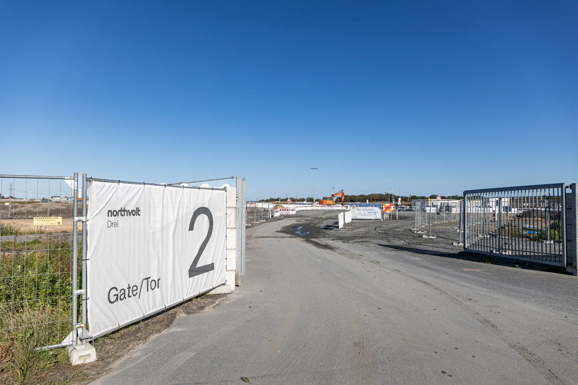 The Northvolt Drei EV battery gigafactory construction site in Heide, Germany.