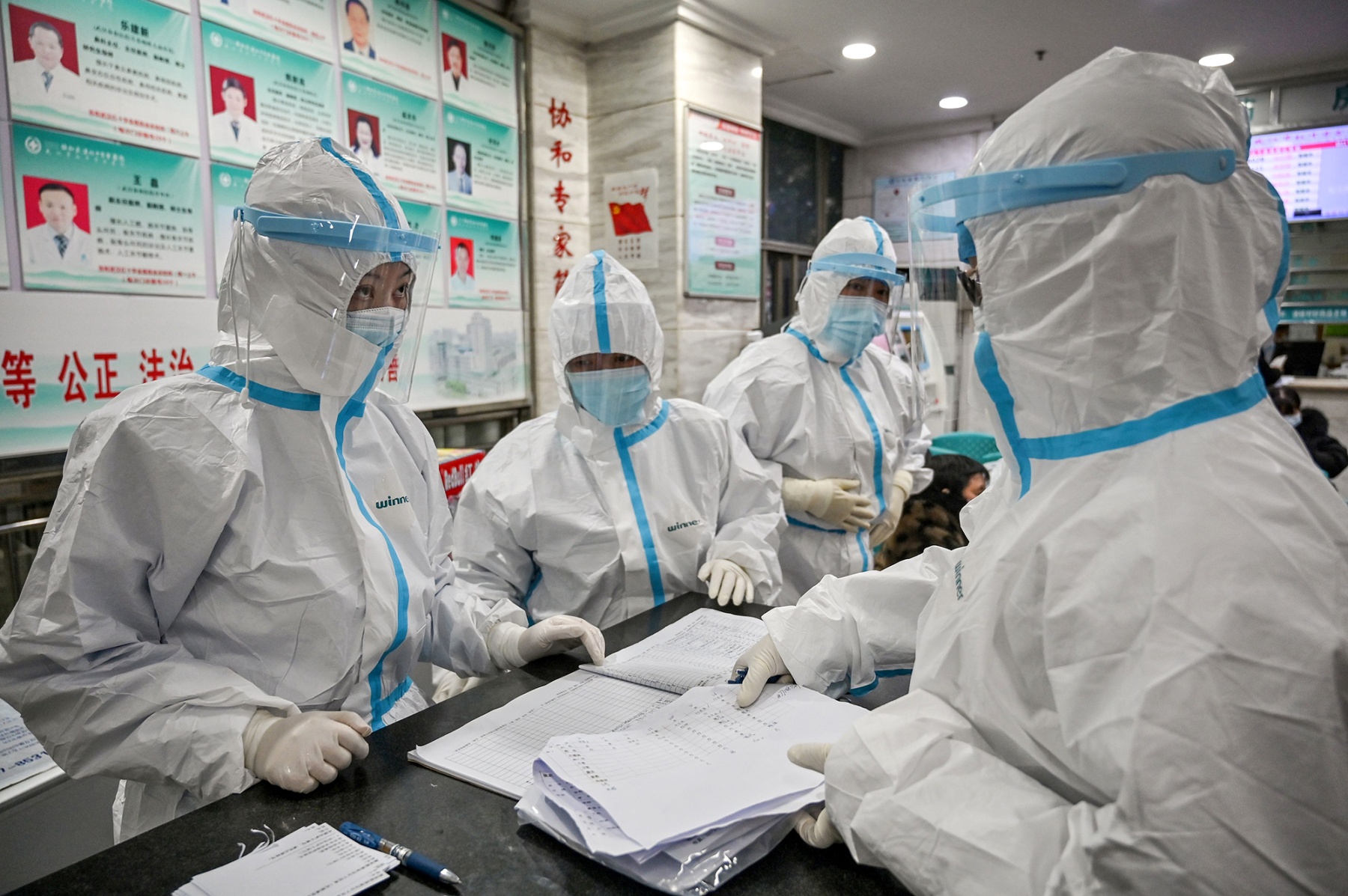 Medical staff members wear&nbsp;protective clothing at the Wuhan Red Cross Hospital in Wuhan on Jan. 25.&nbsp;